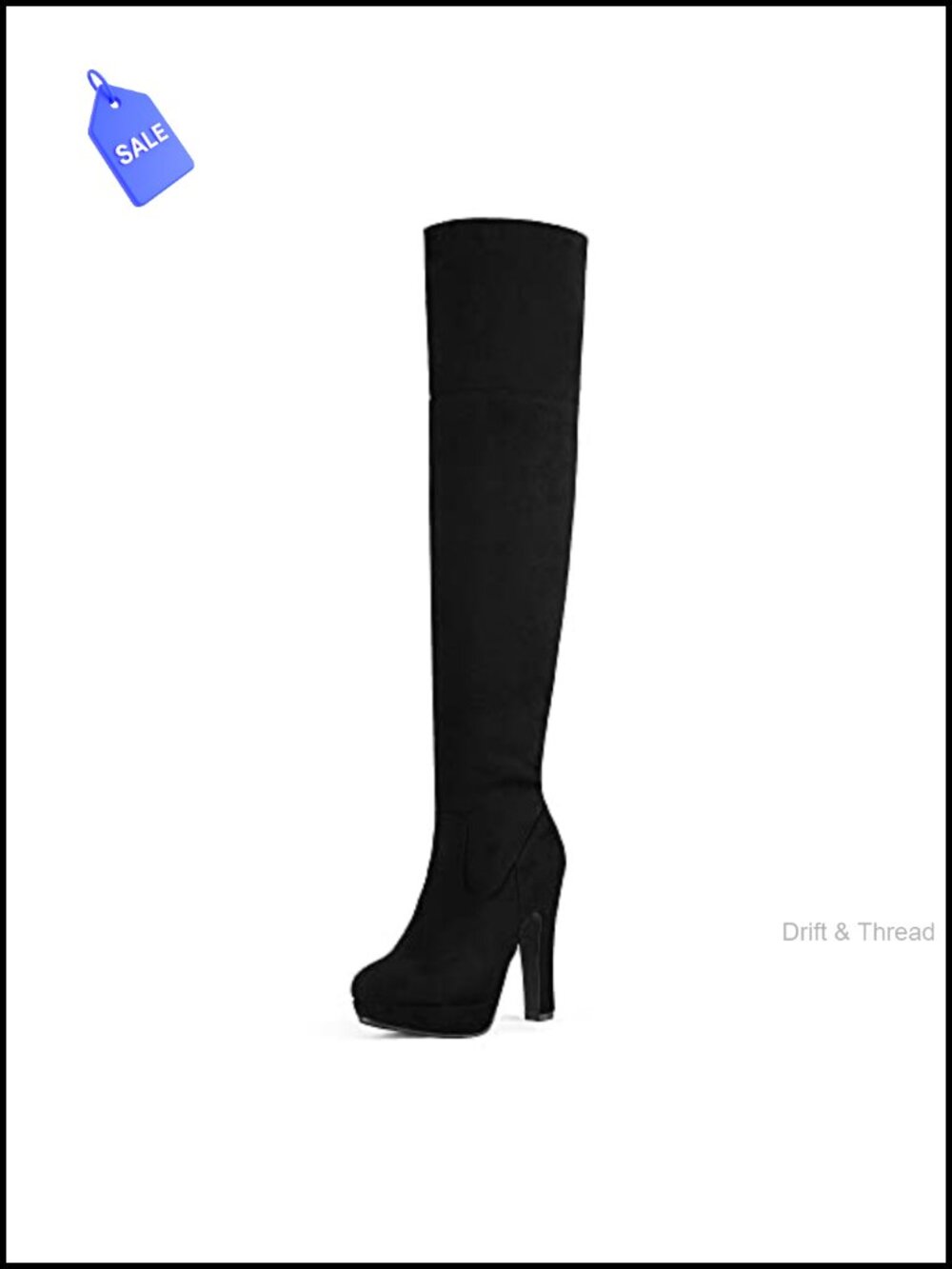 Chunky Platform Thigh High Over The Knee Boots Faux Suede Heeled